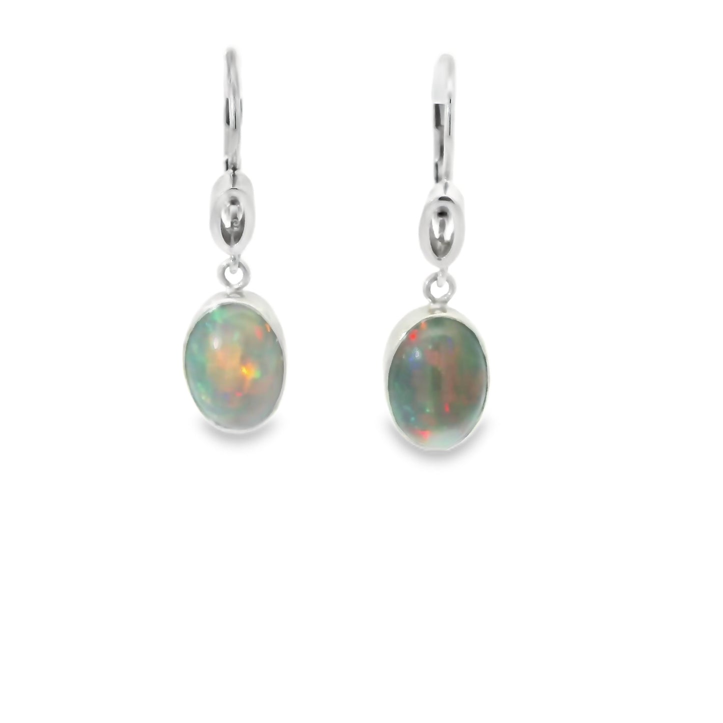 Elegant white gold dangle earrings with Ethiopian smoky opal