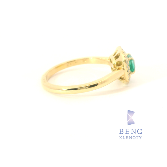 Zlatý Smaragdový Prsten Muzo (Square Emerald Cut) s Diamanty 18K | Benc Klenoty