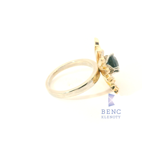 Luxusní Zlatý Prsten s Kobaltovým Spinelem (Seven Steps Výbrus) a Diamanty 14K | Benc Klenoty