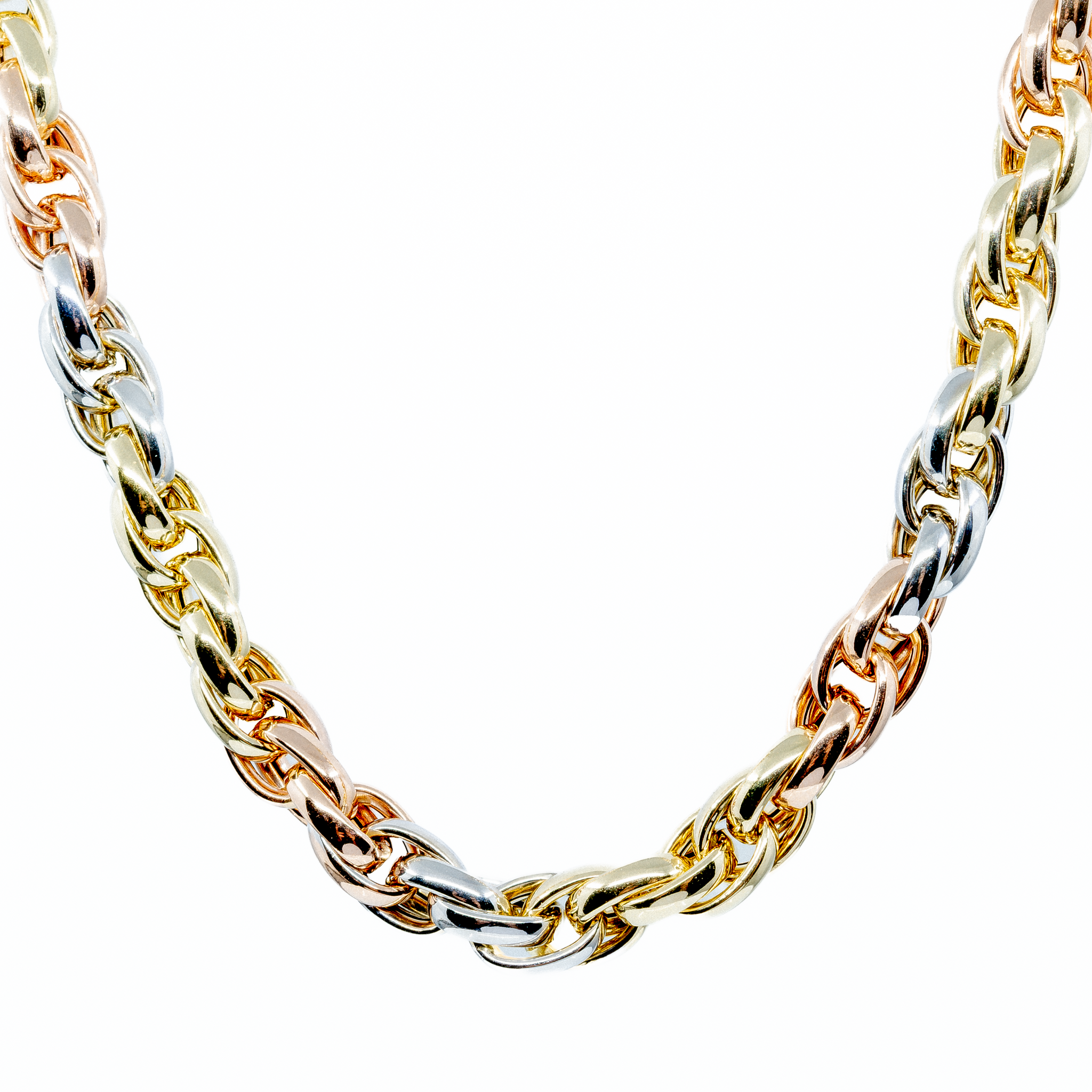 Polomasivni nahrdelnik ze tri barev zlata – elegantni damsky sperk