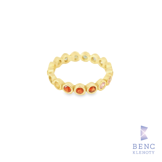 Zlaty prsten s barevnymi safiry