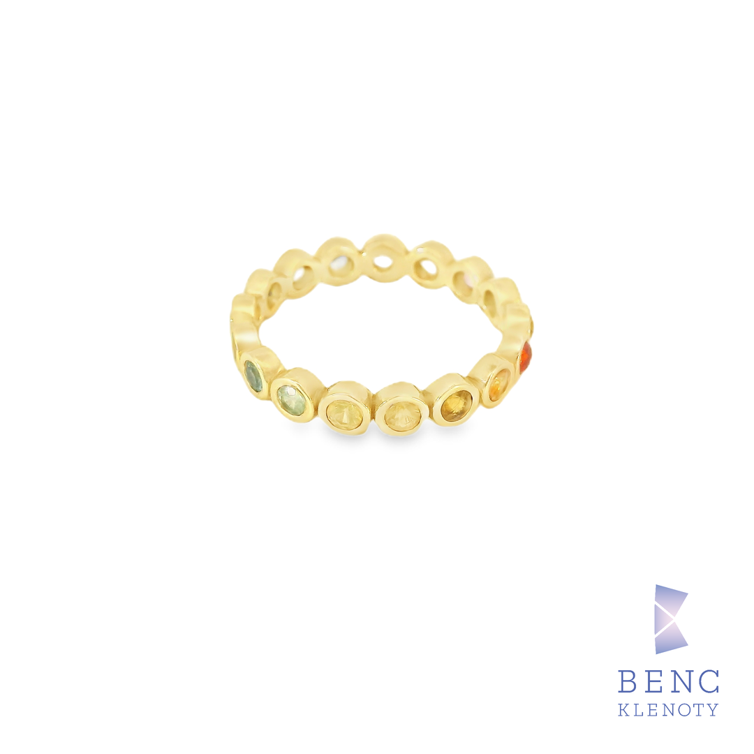 Zlaty prsten s barevnymi safiry