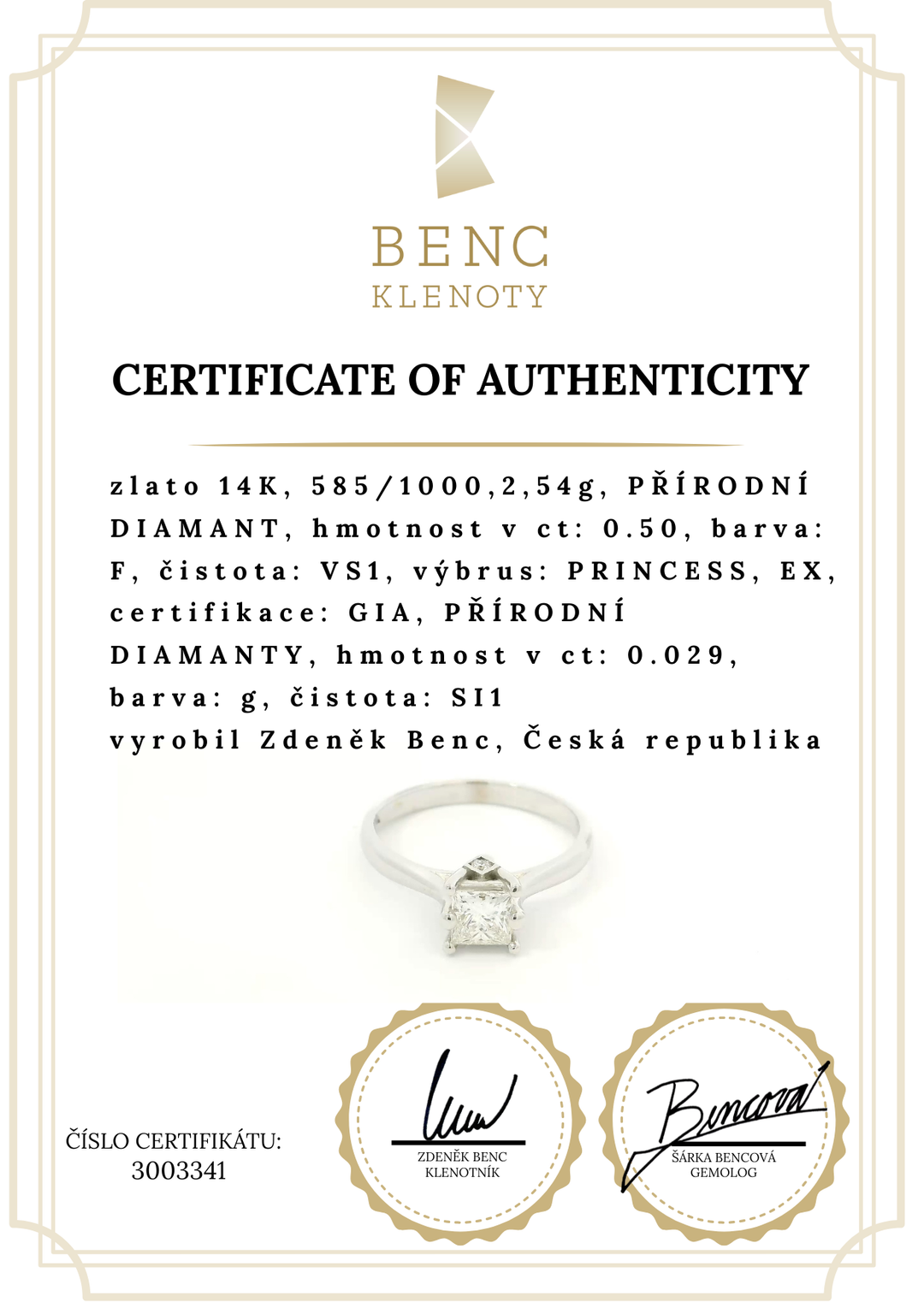 Elegantní zlatý prsten s diamantem