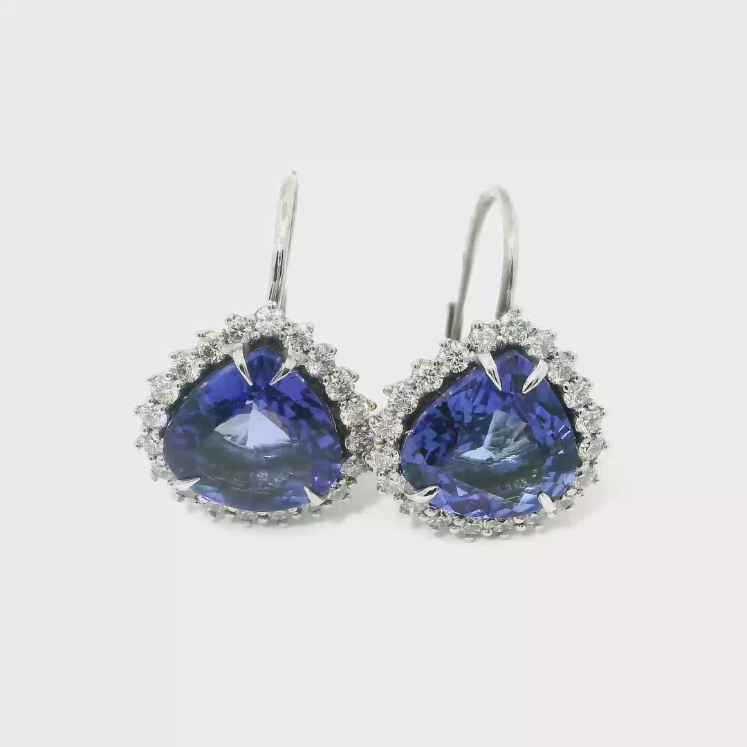 Tanzanitové Náušnice s Diamanty v Bílém 18K Zlatě (8,21 ct) | Benc Klenoty