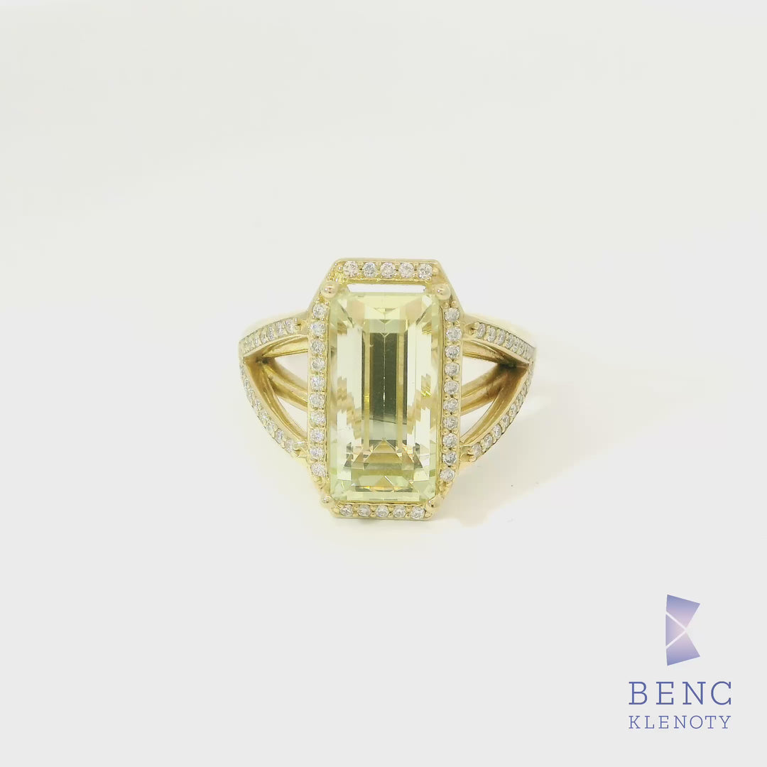 Zlaty prsten s heliodorem – elegantni damsky sperk ve zlatych tonech

