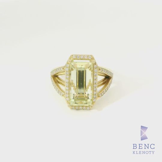 Zlaty prsten s heliodorem – elegantni damsky sperk ve zlatych tonech

