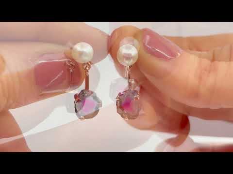 Nausnice z ruzoveho zlata s perlou a turmaliny – jemny sperk

