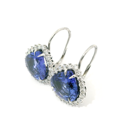 Tanzanitové Náušnice s Diamanty v Bílém 18K Zlatě (8,21 ct) | Benc Klenoty
